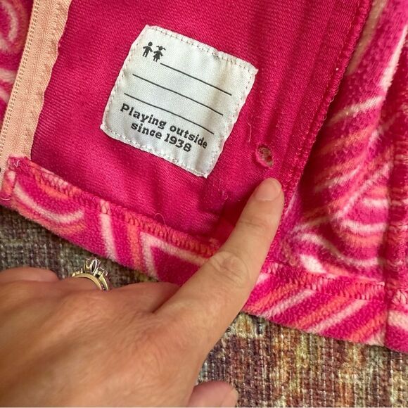 Small 7/8 Columbia Kids Pink Patterned Fleece Jacket - Picture 8 of 11